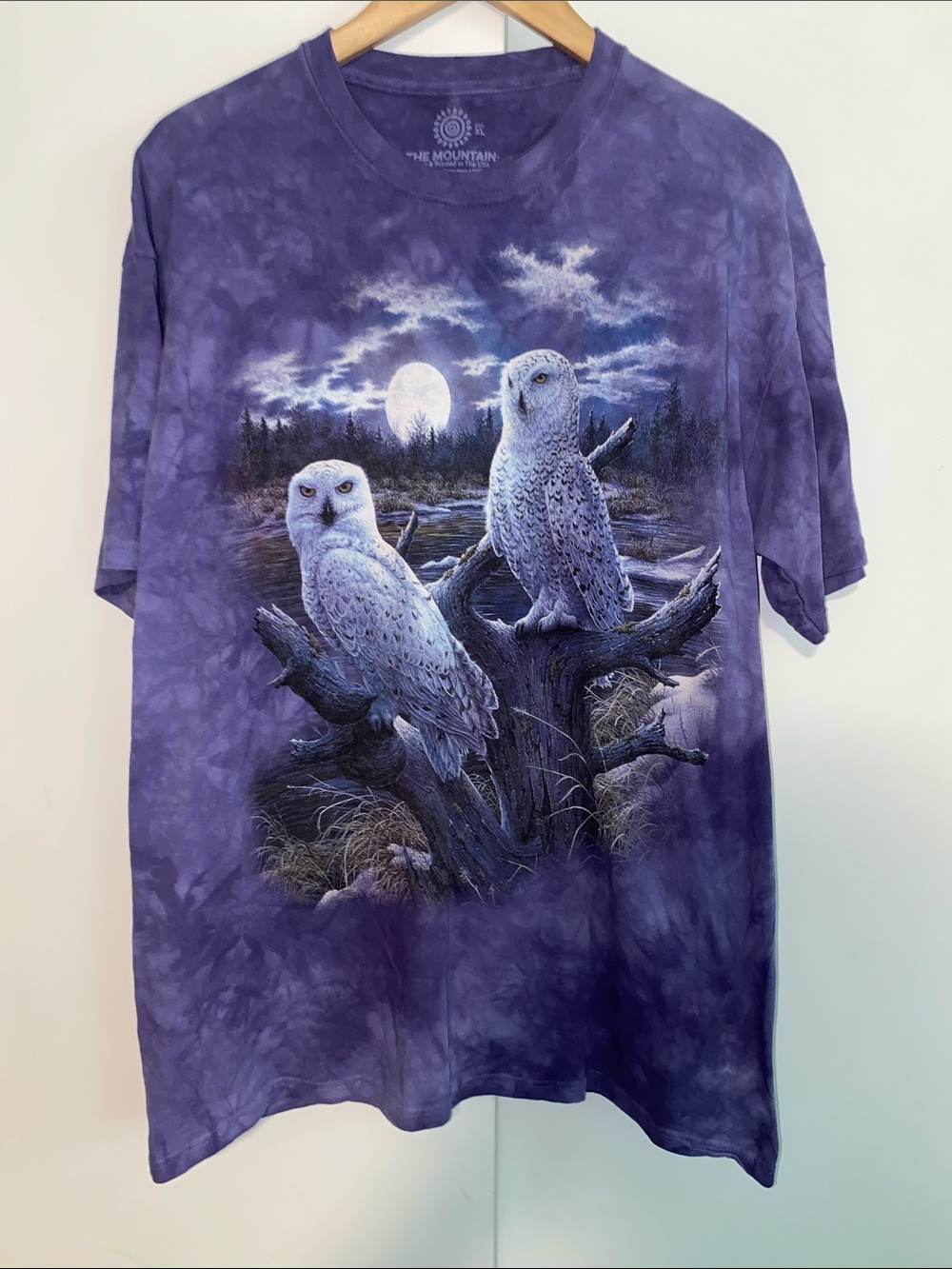 The Mountain Purple Tie-Dye Snowy Owl Graphic Tee
